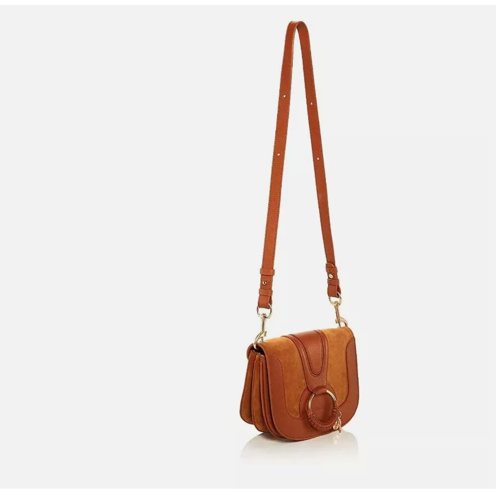 See by Chloé Hana Caramello Leather & Suede Saddle Crossbody Bag - Picture 2 of 16